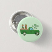 Happy St Patricks Day Wire Fox Terrier Dog Button (Vorne & Hinten)