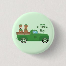 Happy St Patricks Day Wire Fox Terrier Dog Button