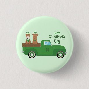 Happy St Patricks Day Wire Fox Terrier Dog Button
