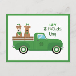 Happy St Patricks Day Wire Fox Terrier Dog Postkarte