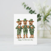 Happy St. Patrick's Day Wire Fox Terrier Dogs Postkarte (Stehend Vorderseite)