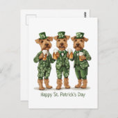 Happy St. Patrick's Day Wire Fox Terrier Dogs Postkarte (Vorne/Hinten)