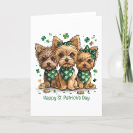Happy St. Patrick's Day Yorkshire Terrier Dogs Feiertagskarte