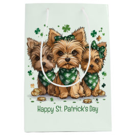 Happy St. Patrick's Day Yorkshire Terrier Dogs Mittlere Geschenktüte