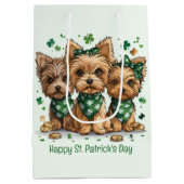 Happy St. Patrick's Day Yorkshire Terrier Dogs Mittlere Geschenktüte (Rückseite)