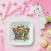 Happy St. Patrick's Day Yorkshire Terrier Dogs Pappteller (Party)