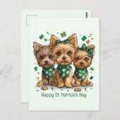 Happy St. Patrick's Day Yorkshire Terrier Dogs Postkarte (Vorne/Hinten)
