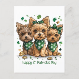 Happy St. Patrick's Day Yorkshire Terrier Dogs Postkarte