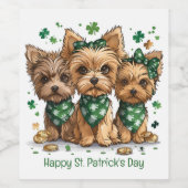 Happy St. Patrick's Day Yorkshire Terrier Dogs Weinetikett (Einzelnes Label)
