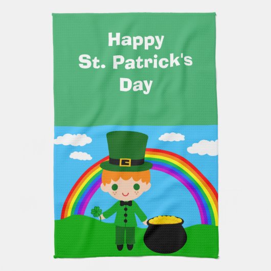 Happy St. Patrick's Day Young Leprechaun Geschirrtuch (Vertikal)