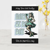 Happy St Patrick's Funny Pinup Girl Karte (Gelbe Blume)