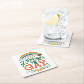 Happy St. Patricks Gay LGBTQ Pride Rainbow Rechteckiger Pappuntersetzer (Vor Ort)