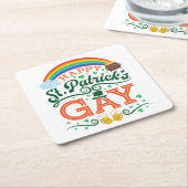 Happy St. Patricks Gay LGBTQ Pride Rainbow Rechteckiger Pappuntersetzer (angewinkelt)