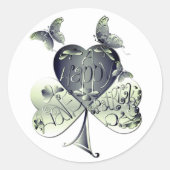 "Happy St. Patrick's..." Kleeblatt Butterflies Runder Aufkleber (Vorderseite)