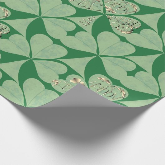 "Happy St. Patrick's" Kleeblatts Geschenkpapier (Ecke)
