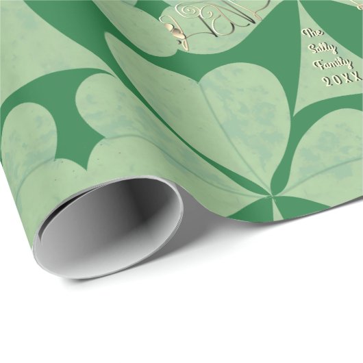 "Happy St. Patrick's" Kleeblatts Geschenkpapier (Rolleneckpunkt)