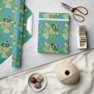Happy St Patrick's Lepreachaun Wrapping Paper Geschenkpapier