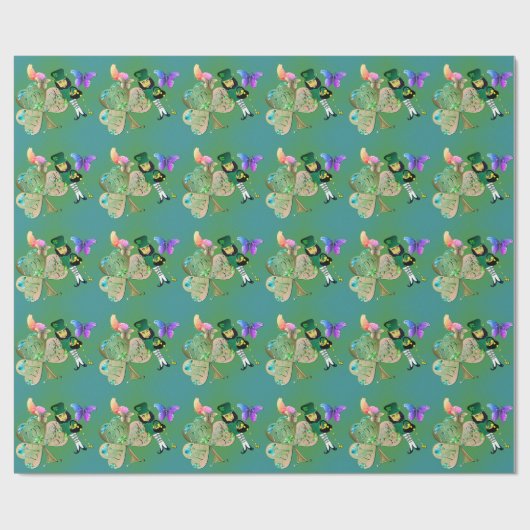 Happy St Patrick's Lepreachaun Wrapping Paper Geschenkpapier (Flach)