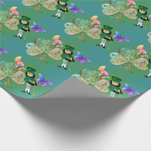 Happy St Patrick's Lepreachaun Wrapping Paper Geschenkpapier (Ecke)