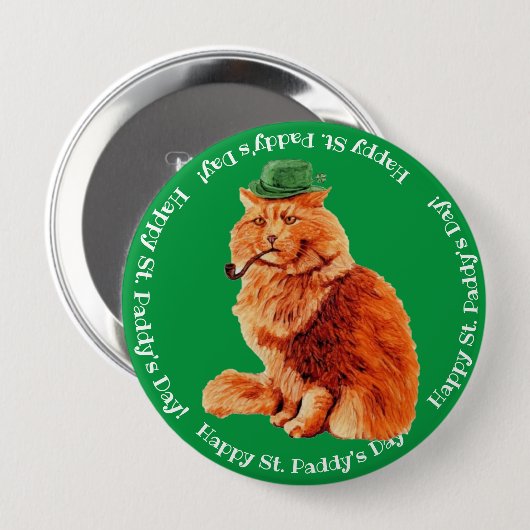 Happy St. Patrick's Lucky Cat Button (Vorne & Hinten)