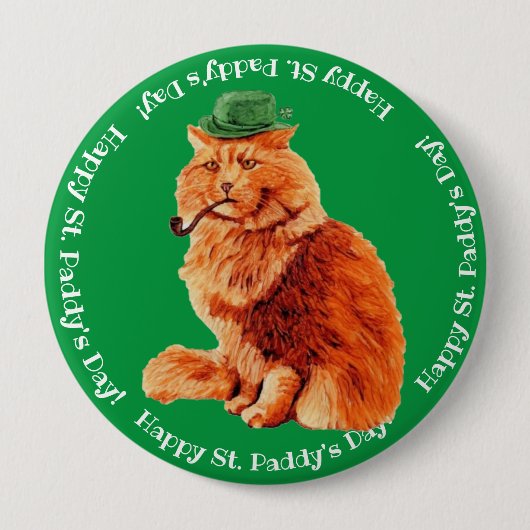 Happy St. Patrick's Lucky Cat Button (Vorderseite)