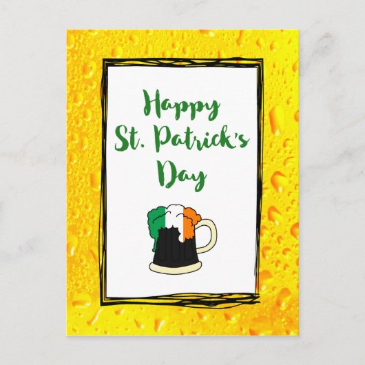 Happy St. Patrick's - mit Irish Beer Tasse Postkarte (Vorderseite)