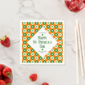 Happy St Patrick's Orange Green Clover Karierter N Serviette (Beispiel)