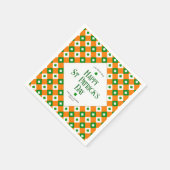 Happy St Patrick's Orange Green Clover Karierter N Serviette (Ecke)
