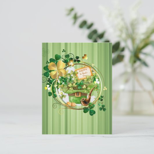 Happy St Patricks Postkarte (Stehend Vorderseite)