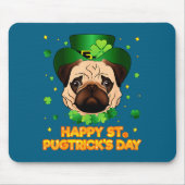 Happy St Patricks Pugtricks Day Irish Pug Leprecha Mousepad (Vorne)