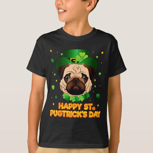Happy St Patricks Pugtricks Day Irish Pug Leprecha T-Shirt (Vorderseite)