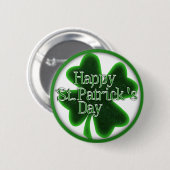 Happy St. Patricks Tag 4 Leaf Klee Button (Vorne & Hinten)