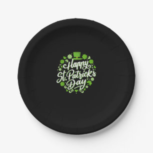 Happy St Patricks Tag mit Kleeblättern für irische Pappteller