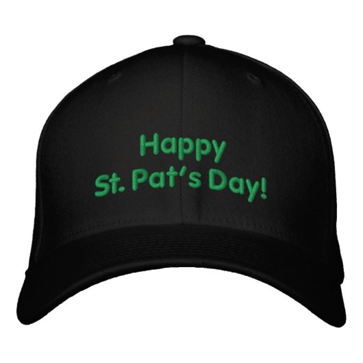 Happy St. Pat's Day Green bestickt Hat Bestickte Baseballkappe (Vorderseite)