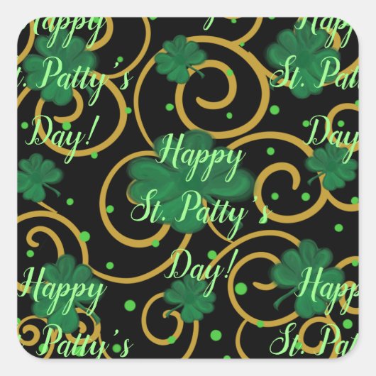 Happy St. Patty's Day Quadratischer Aufkleber (Vorderseite)