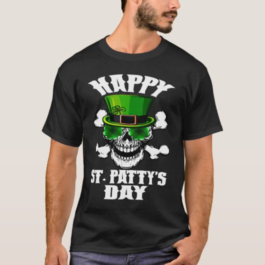 Happy St Patty's Day St Patricks Sugar Skull Lepre T-Shirt (Vorderseite)