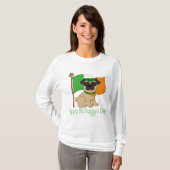 Happy St. Puggy's Day Mops und Irish Flag (weiblic T-Shirt (Vorne ganz)