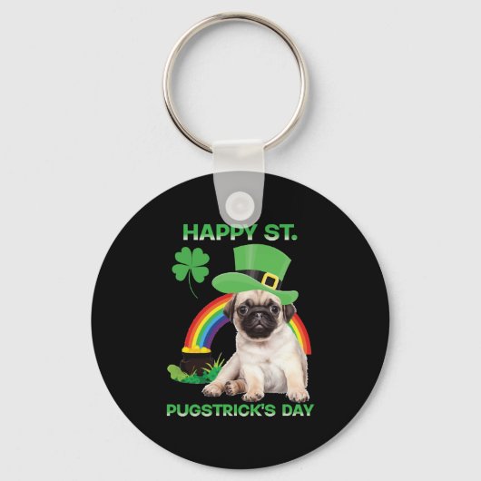 Happy St Pugstrick's Day Funny Mops Lover Presents Schlüsselanhänger (Vorderseite)