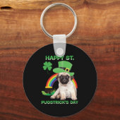 Happy St Pugstrick's Day Funny Mops Lover Presents Schlüsselanhänger (Vorderseite)