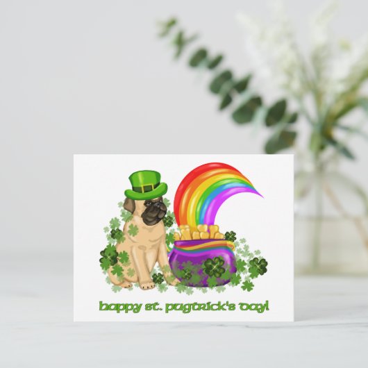 Happy St. Pugtrick's Day T-Shirts and Gifts Postkarte (Stehend Vorderseite)