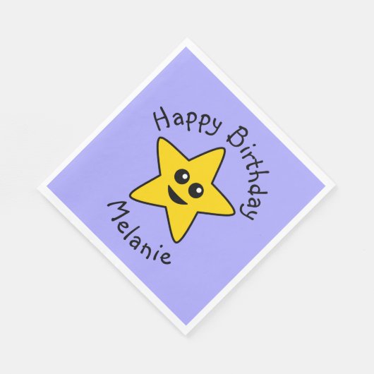 Happy Star Birthday Paper Napkins Serviette (Ecke)