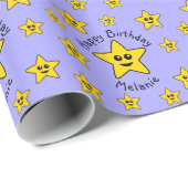 Happy Star Birthday Wrapping Paper Geschenkpapier (Rolleneckpunkt)