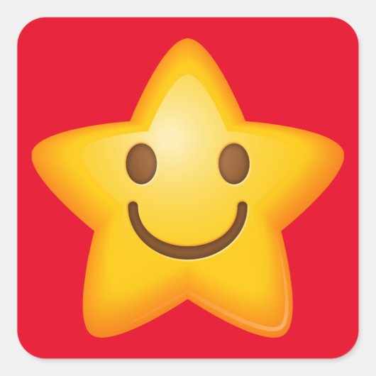 Happy Star Emoji Quadratischer Aufkleber (Vorderseite)