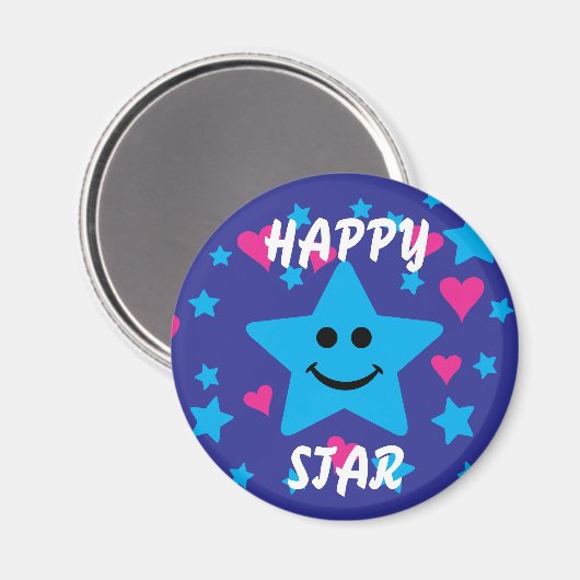 Happy Star Magnet (Vorderseite/Rückseite)