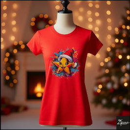 Happy Star Santa Hat Paint Splatter T-Shirt