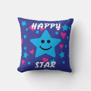 Happy star Throw Pillow Kissen