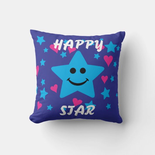 Happy star Throw Pillow Kissen (Vorderseite)