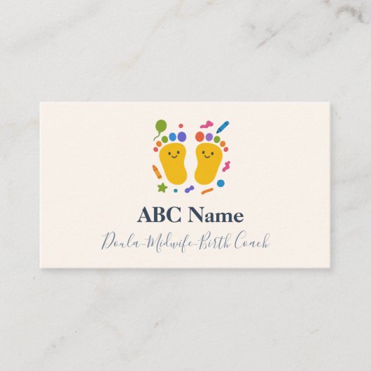 Happy Steps farbenfrohe Doula & Birth Coach Visitenkarte (Vorderseite)