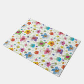 Happy, stilvolle Blume Blumenmuster farbig Fußmatte (Schrägansicht)