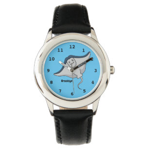 Happy stingray fish cartoon illustration armbanduhr